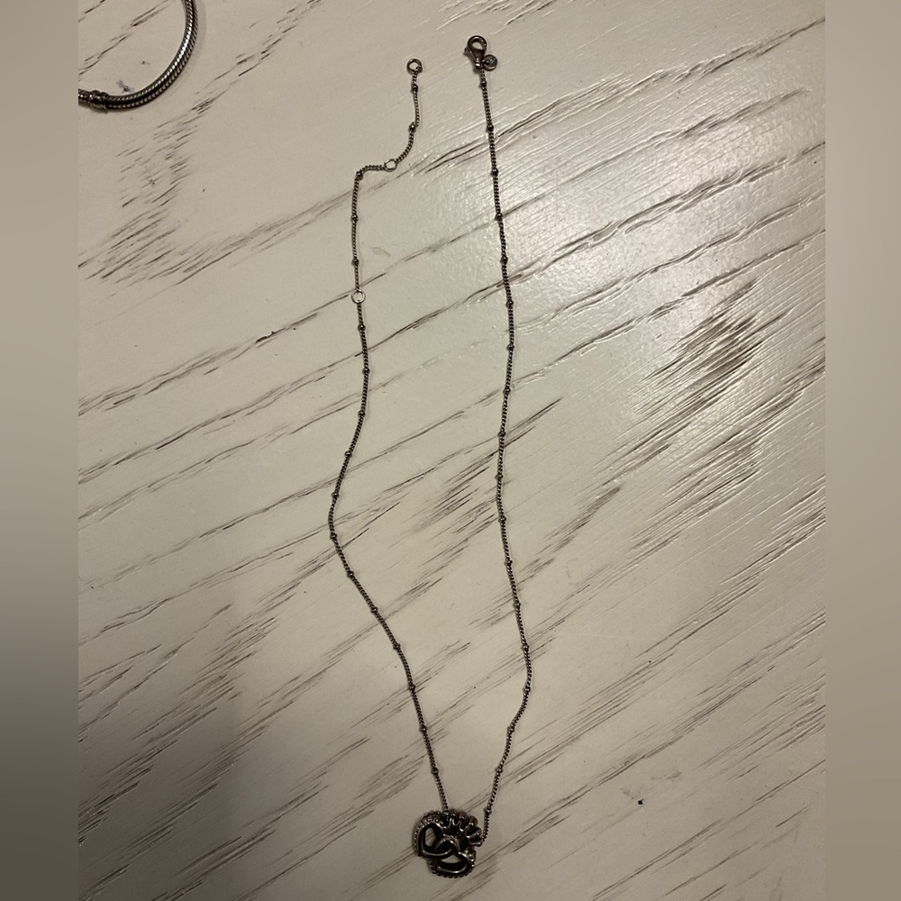 Pandora Crown & Interwined Hearts Pendant Necklace S925 Sterling Silver